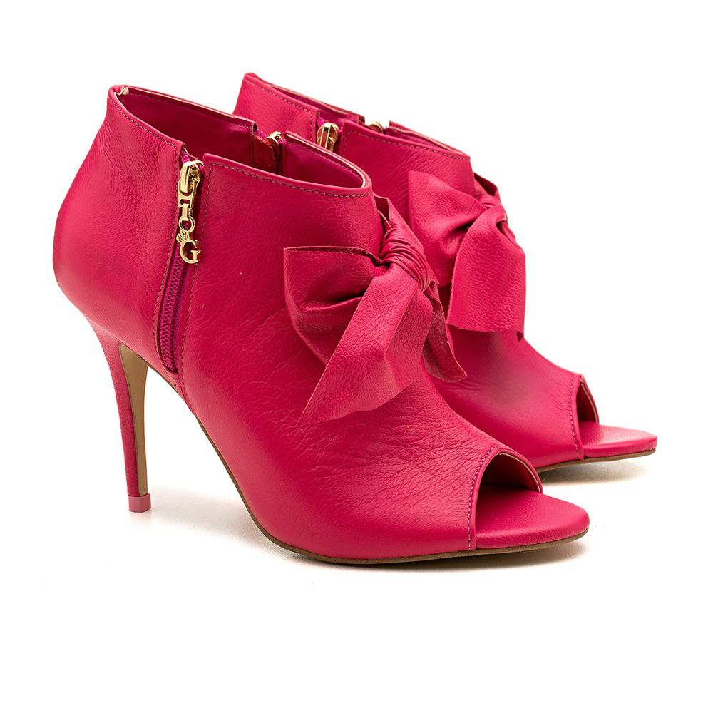 Ankle Boot Laço Pink Salto Fino Antonella