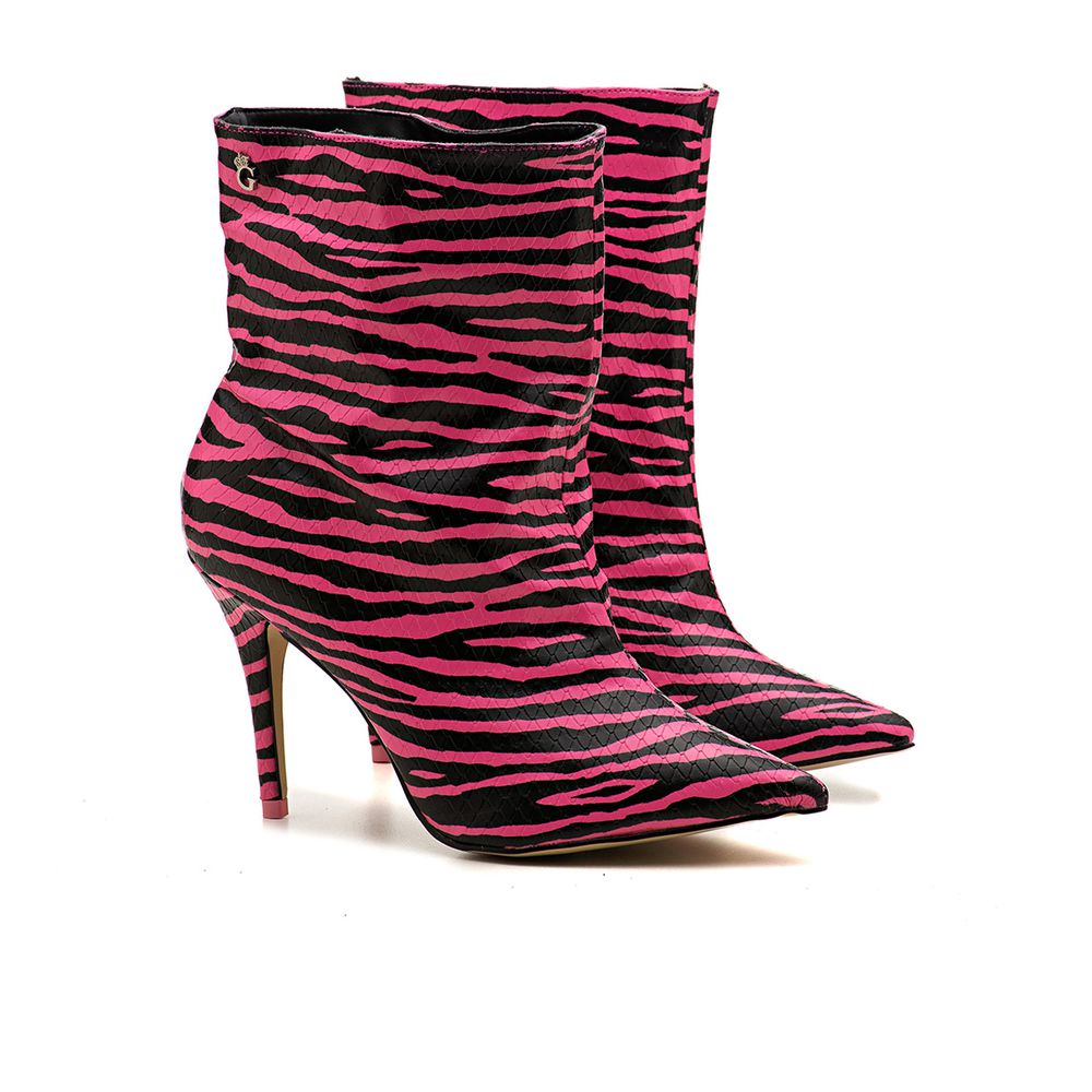 Bota Cano Curto Salto Antonietta Zebra Rosa