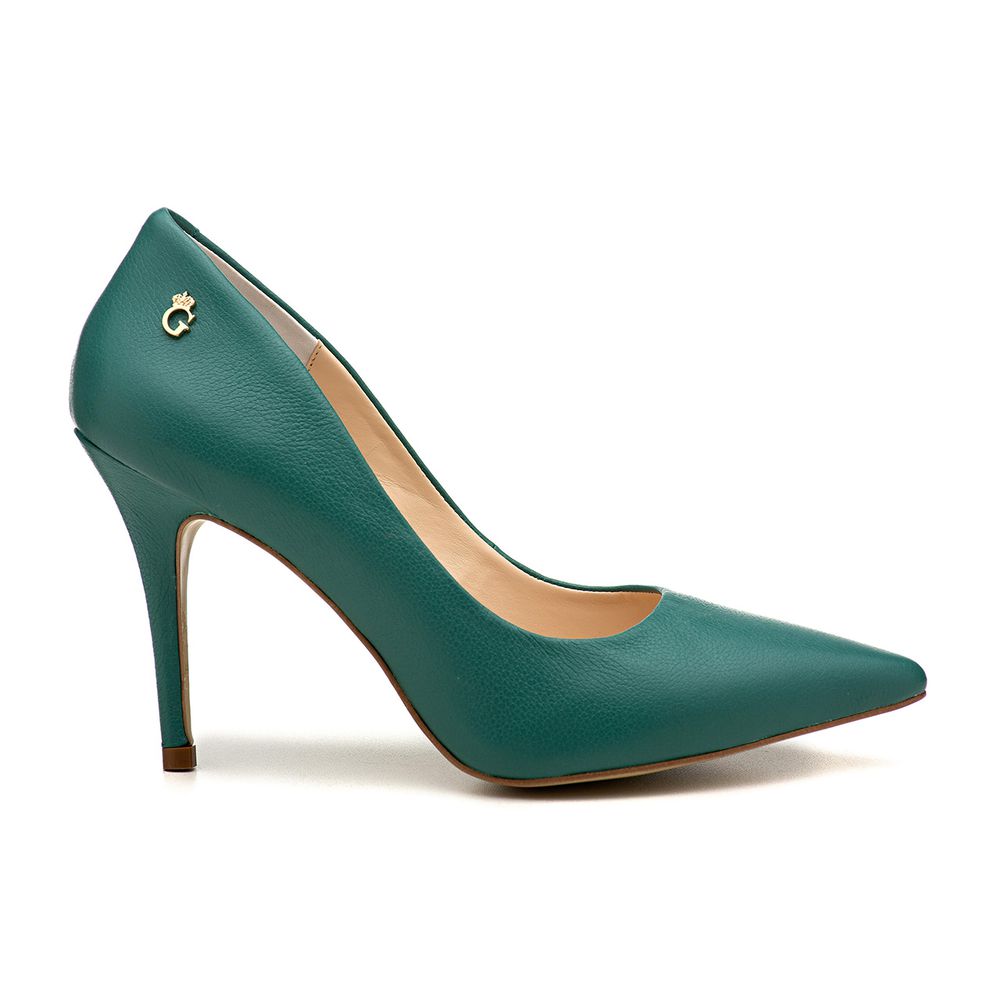 Sapato Scarpin Salto Alto Couro Verde Antonietta Outlet