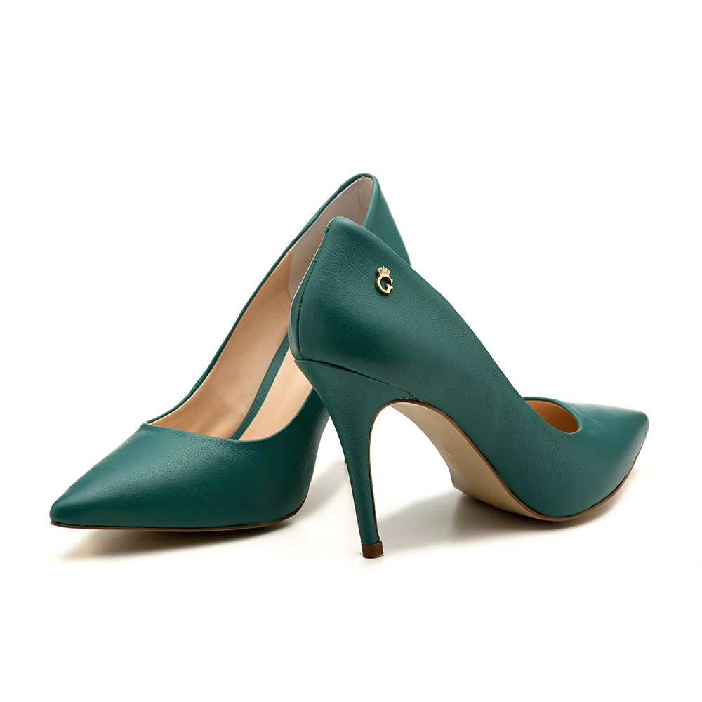 Sapato Scarpin Salto Alto Couro Verde Antonietta Outlet