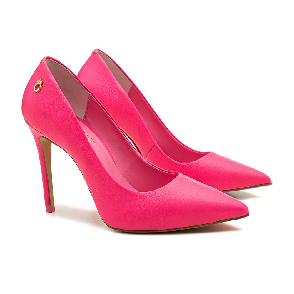 Sapato Scarpin Salto Alto Valentina Couro Rosa Chock