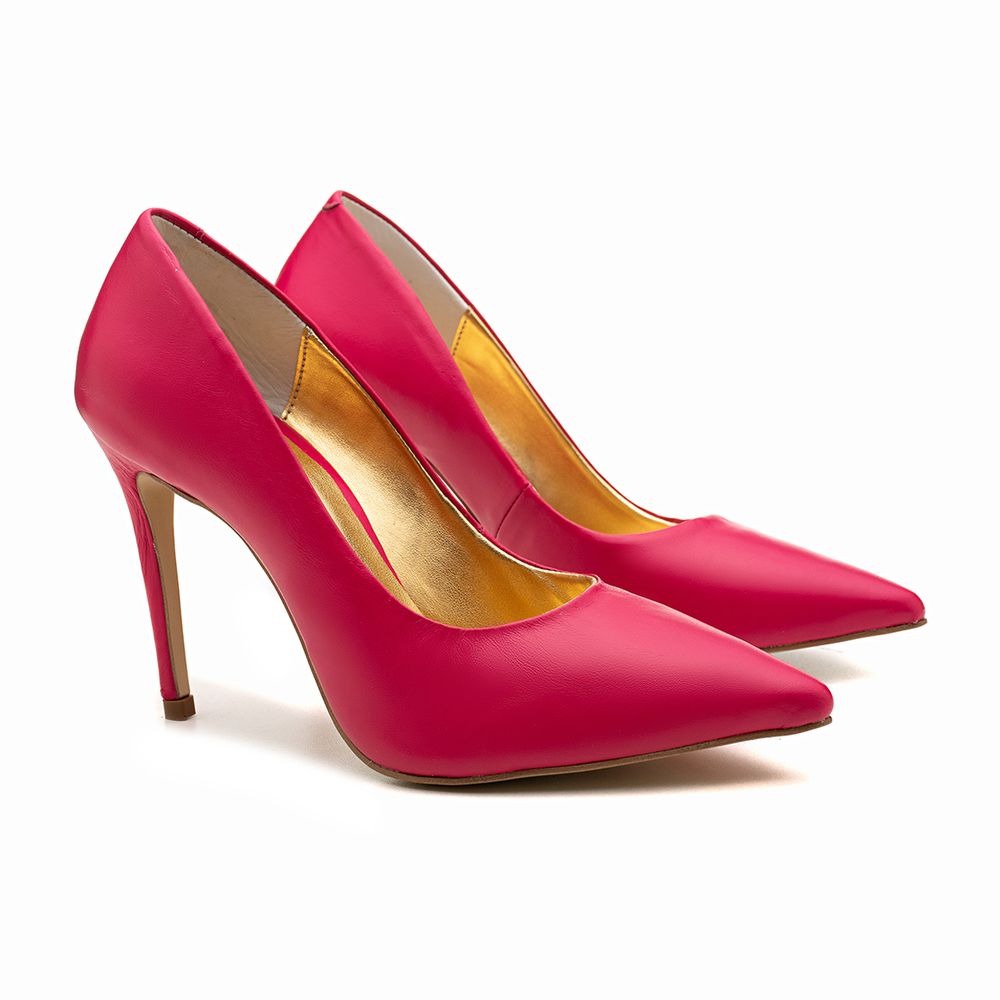 Sapato Scarpin Salto Alto Valentina Couro Pink Outlet