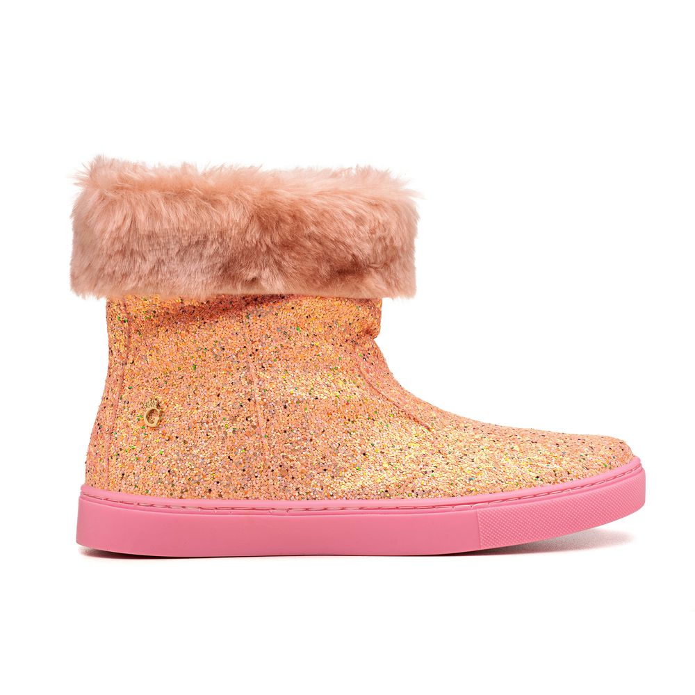 Bota de Pêlos Glitter Rosa Infantil Gats