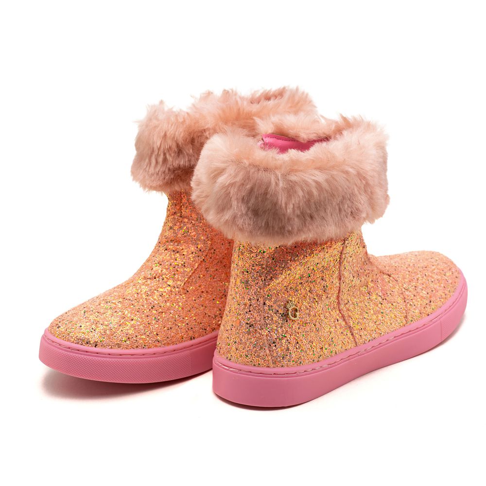 Bota de Pêlos Glitter Rosa Infantil Gats