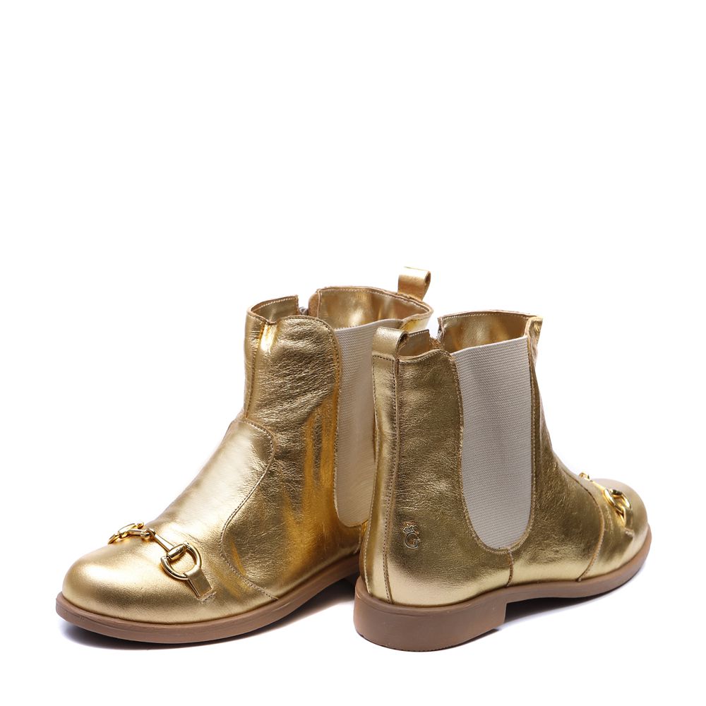 Bota Coturno Fivela Dourado Infantil Gats