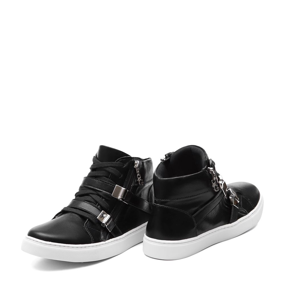 Tênis Cano Alto Fivela Preto Infantil Outlet