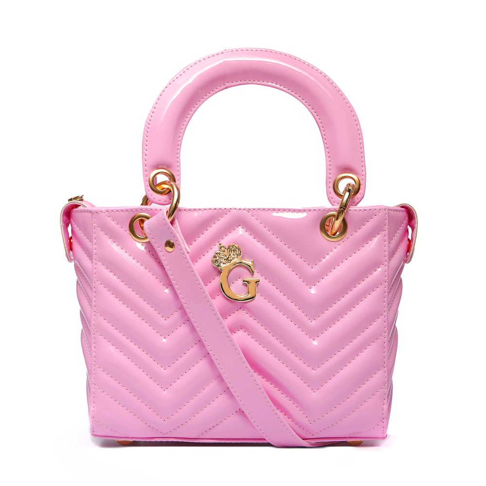 Bolsa Tote Couro Verniz Rosa Bebê