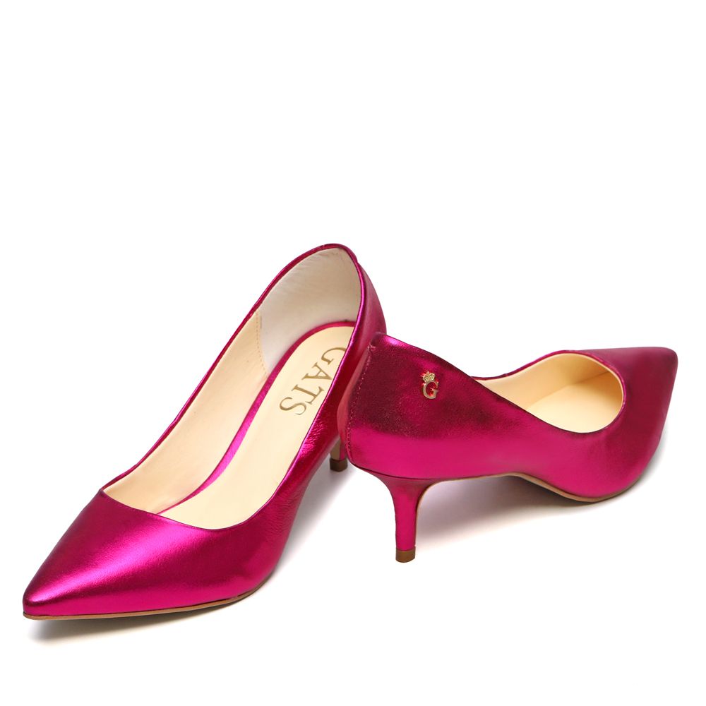 Sapato Scarpin Baixo Couro Pink Outlet