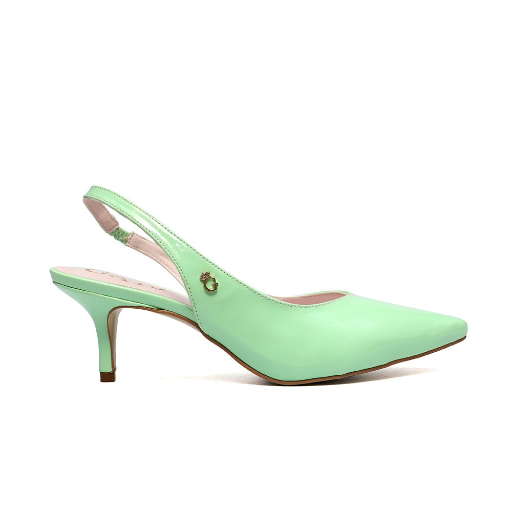 Sapato Slingback Verniz Kitten Heel Verde