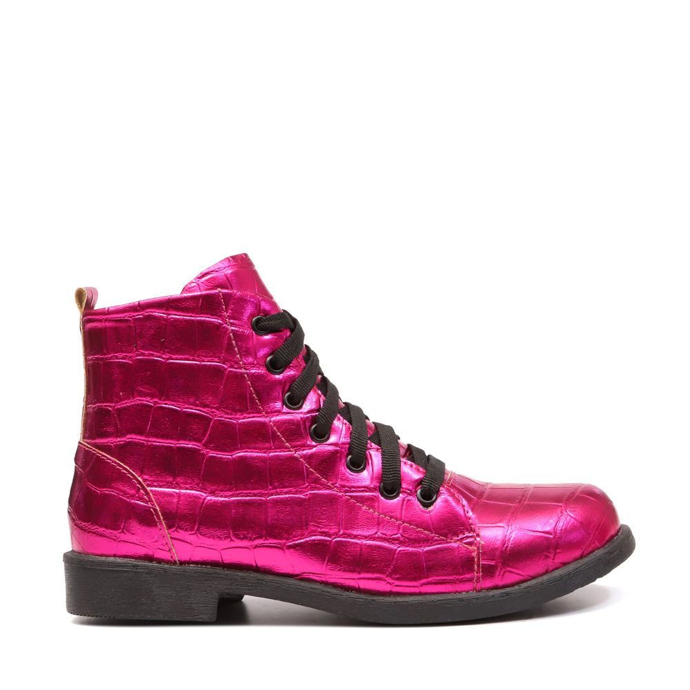 Bota Coturno Croco Pink Outlet