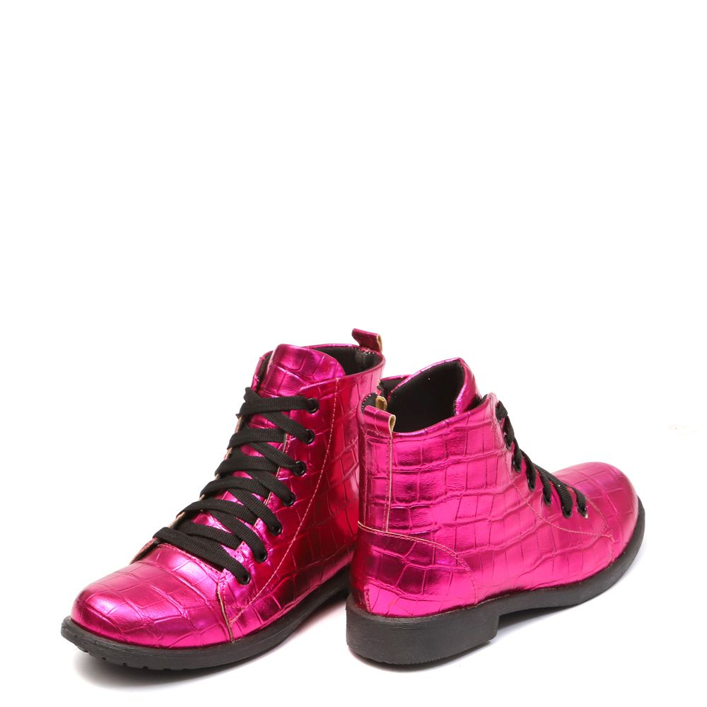 Bota Coturno Croco Pink