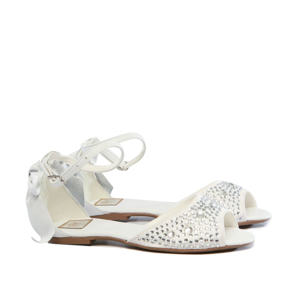 Peep Toe Branco Cetim Infantil Gats