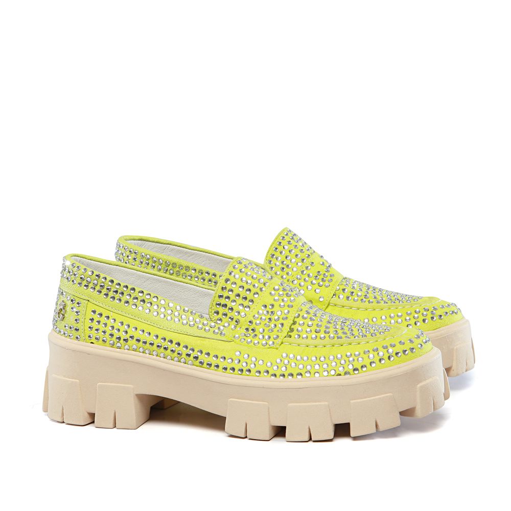 Mocassim Camurça Verde Neon Feminino Gats 