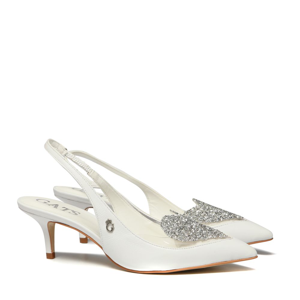 Sapato Celine Branco Coração Cristais Gats