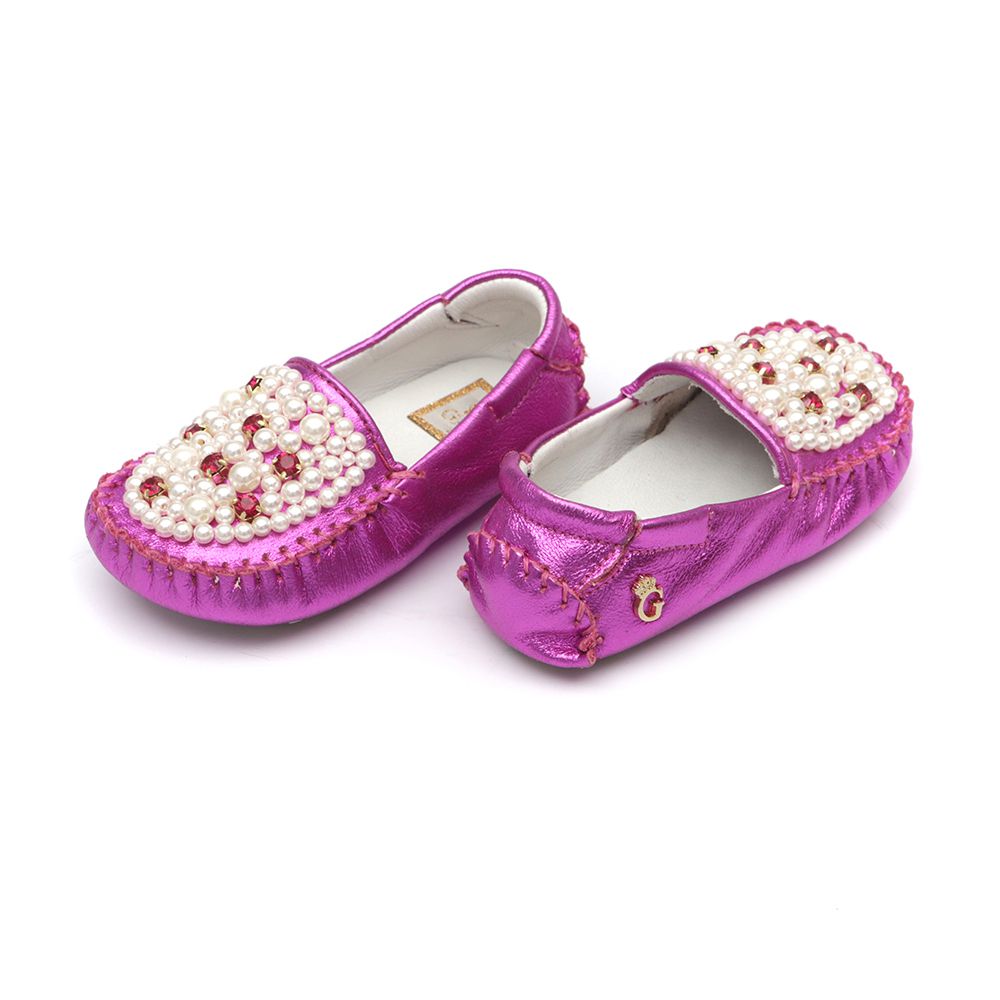 Mocassim Bebê Bordado Pink