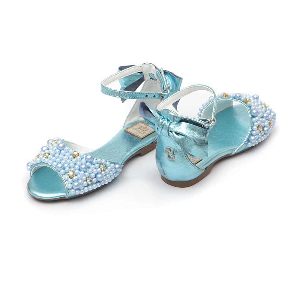 Peep Toe Bordado Azul