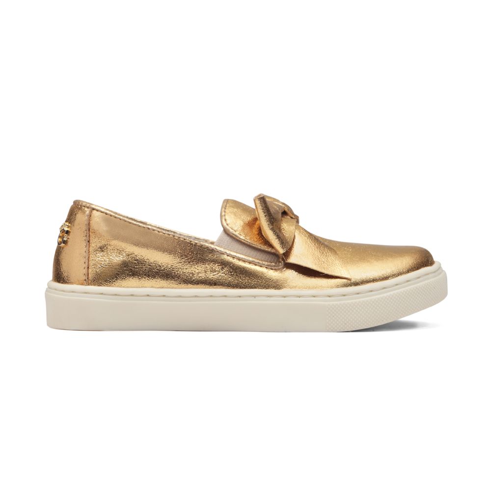 Tênis Slip On Laço Dourado Infantil Gats