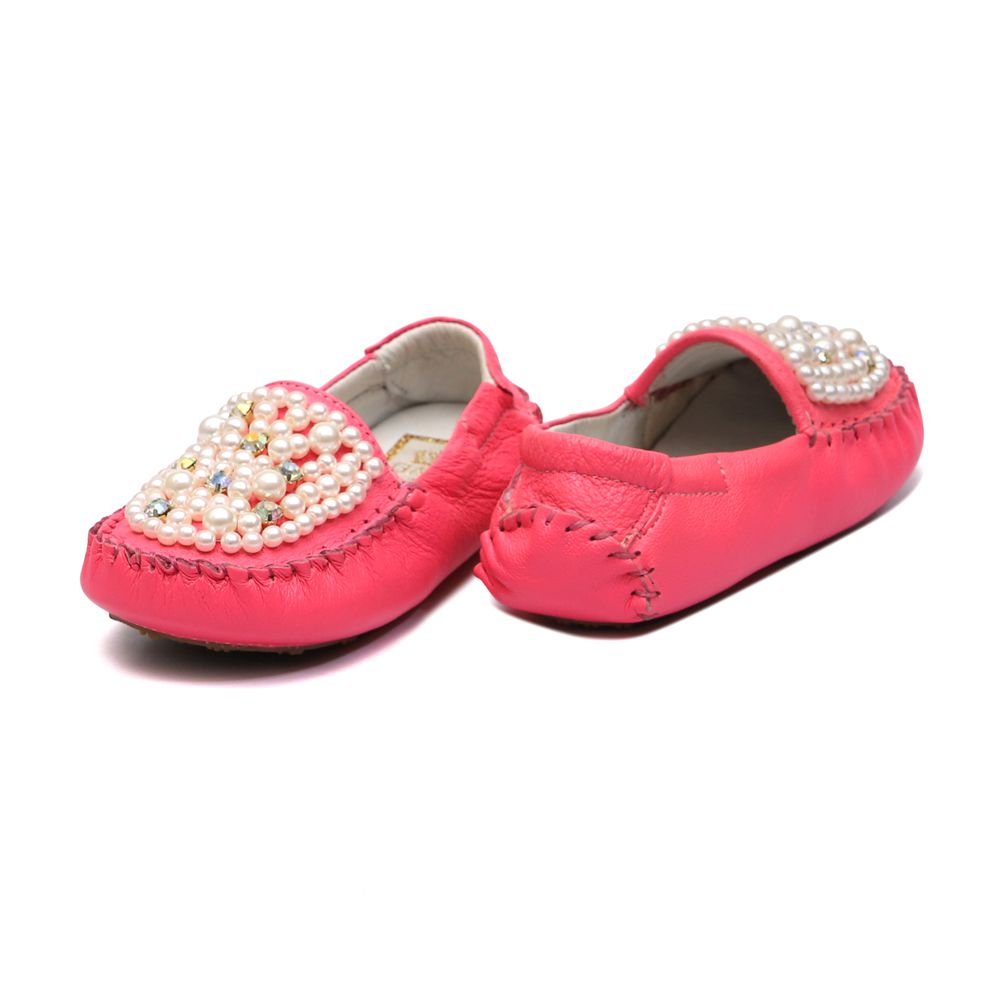 Mocassim Bordado Rosa Neon Bebê Gats