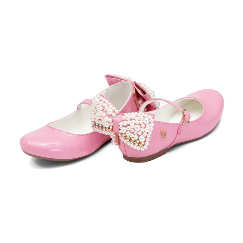 Sapatilha Rosa Bebê Laço Bordada Infantil Gats - GDJ1211-B 