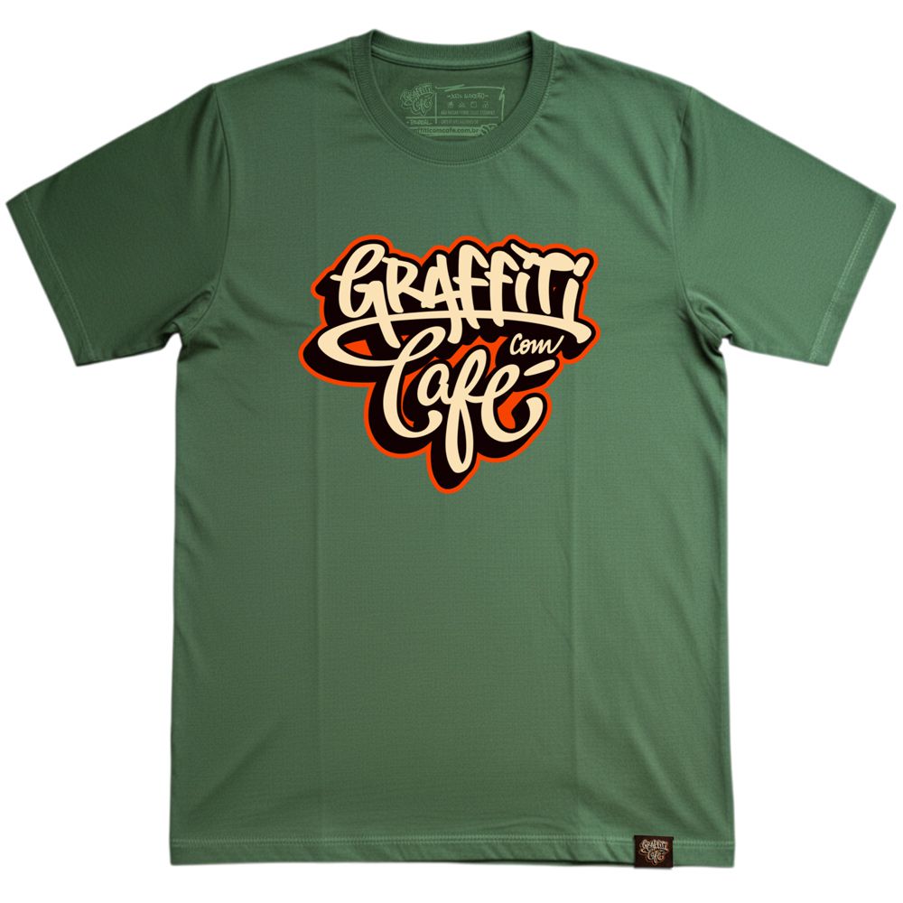 Camiseta LOGO Graffiti com Café - Verde Oliva