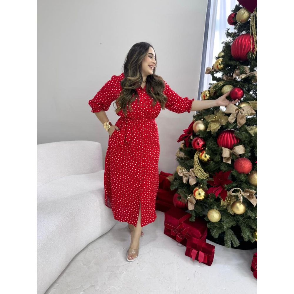 Chemise Edna Vermelho Poá - Ihuly kaufmann