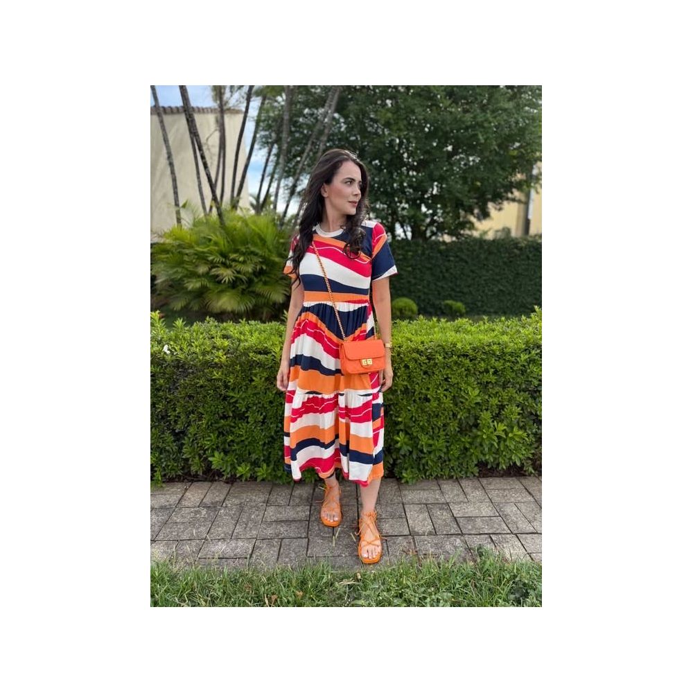 Vestido Cecilia Vermelho e Azul Estampado - Ihuly kaufmann