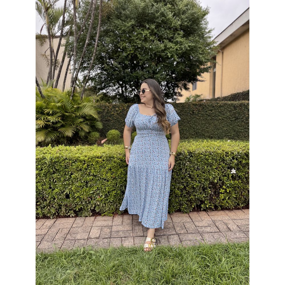 Vestido Michele Azul Liberty - Ihuly kaufmann