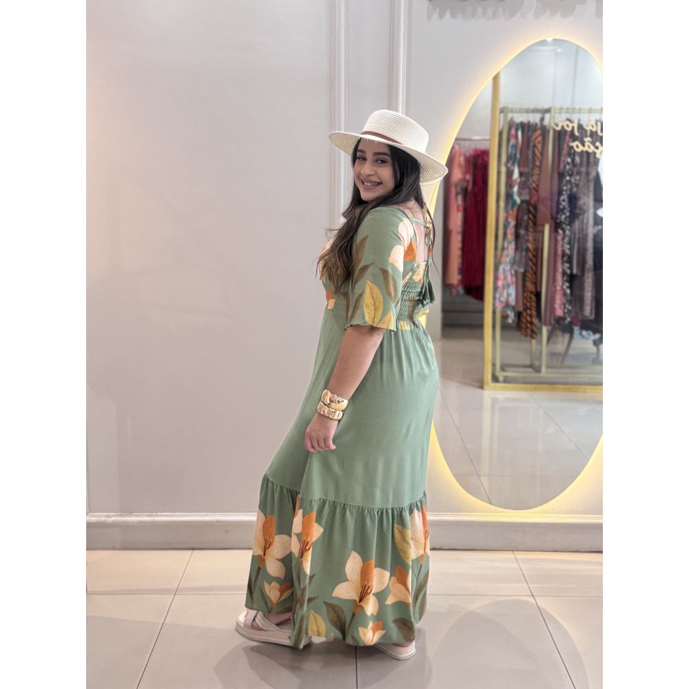 Vestido Gabriela Verde Estampado - Ihuly kaufmann
