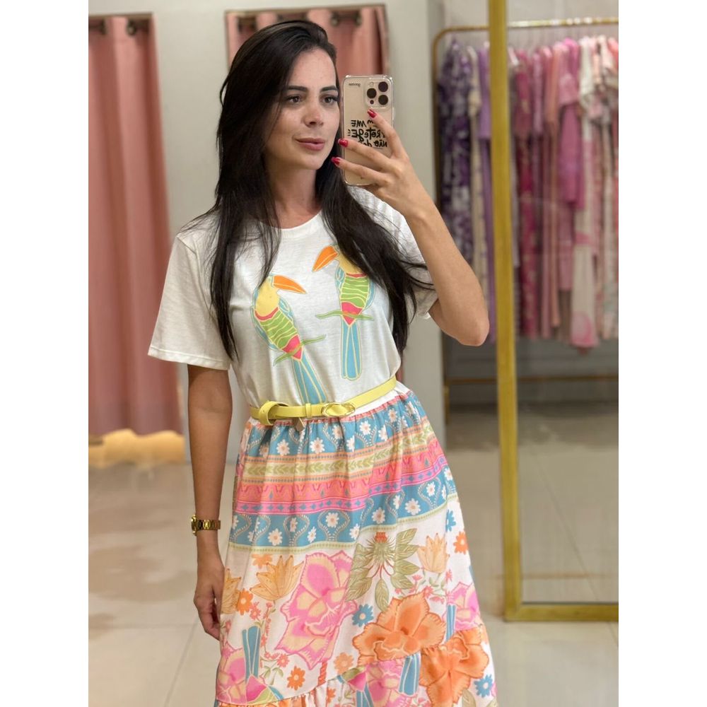 Vestido Samanta laranja Estampado - Ihuly kaufmann