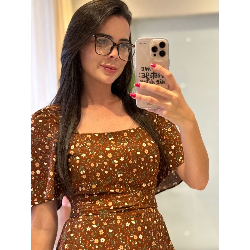 Vestido Zoe Marrom Liberty - Ihuly kaufmann