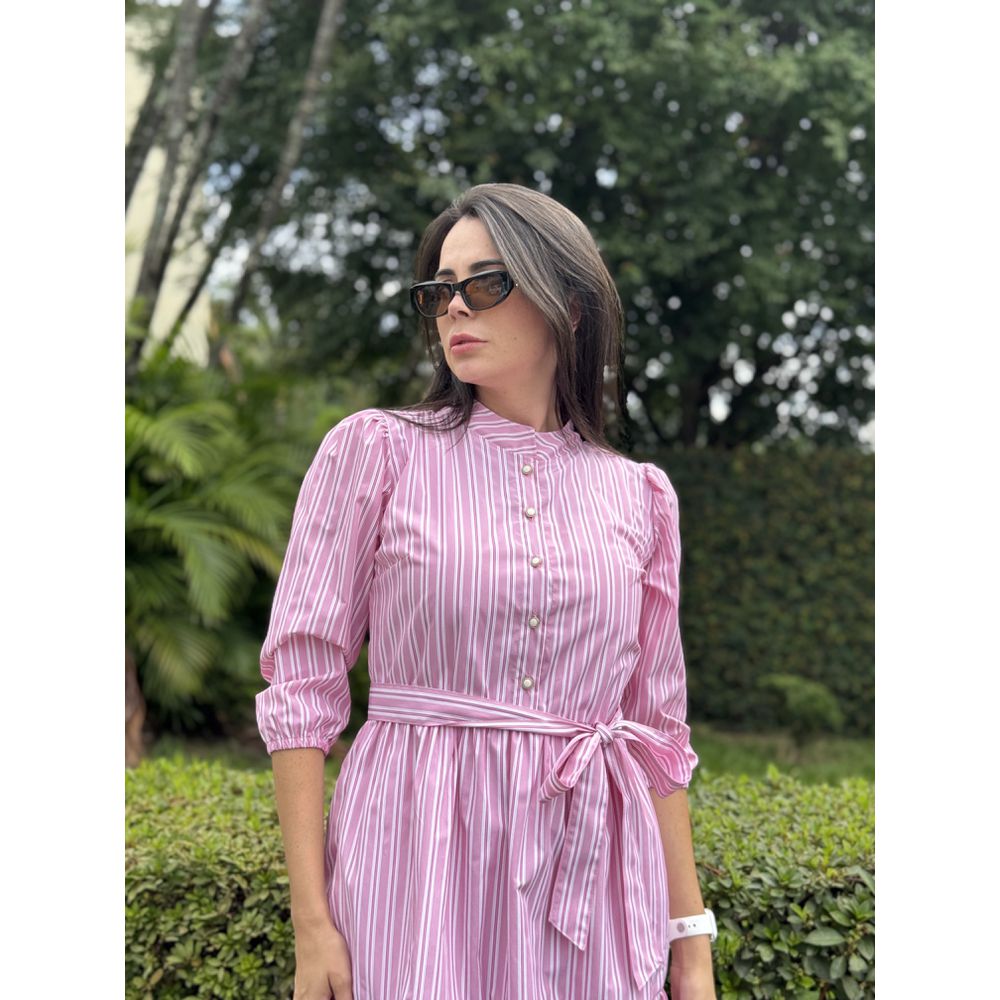 Vestido Malu Rosa Listrado - Ihuly kaufmann