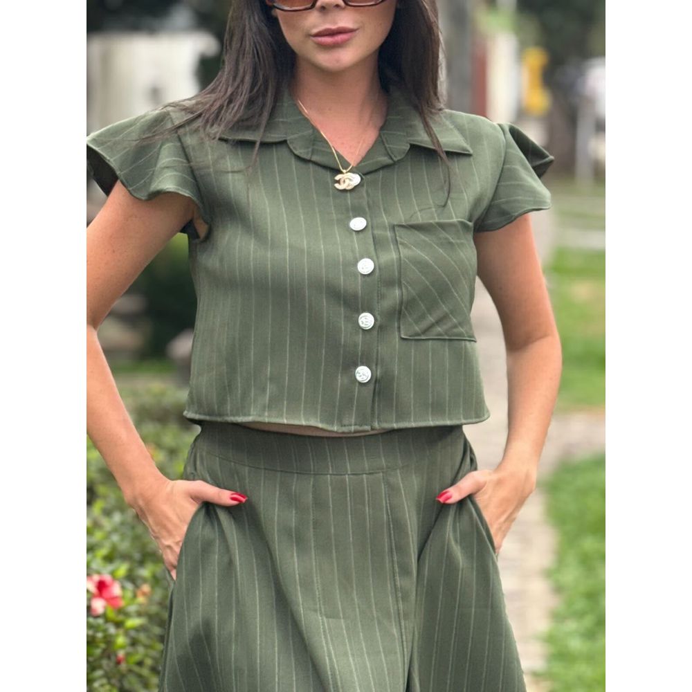 Conjunto Vitoria Verde Militar Risca de Giz - Ihuly kaufmann