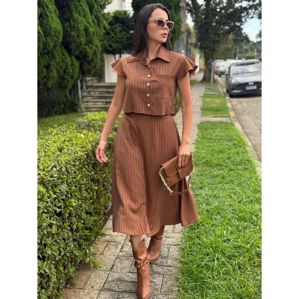Conjunto Vitoria Marrom Risca de Giz Plus - Ihuly kaufmann