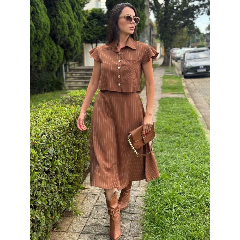Conjunto Vitoria Marrom Risca de Giz - Ihuly kaufmann