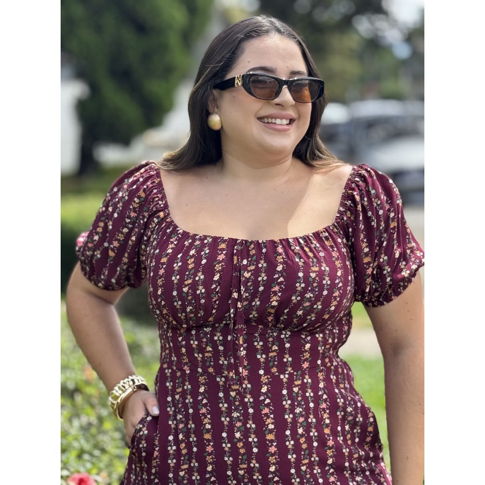 Vestido Michele Vinho Liberty - Ihuly kaufmann