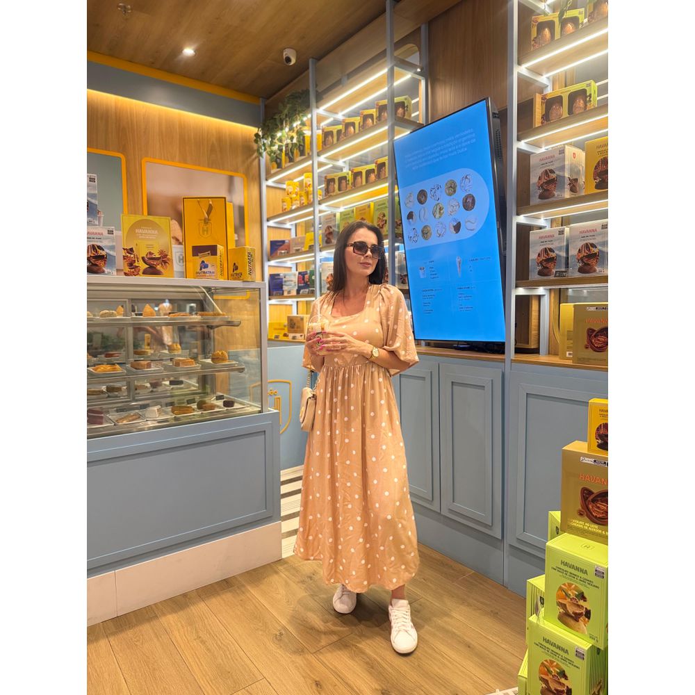 Vestido Paola Poa Bege - Ihuly kaufmann