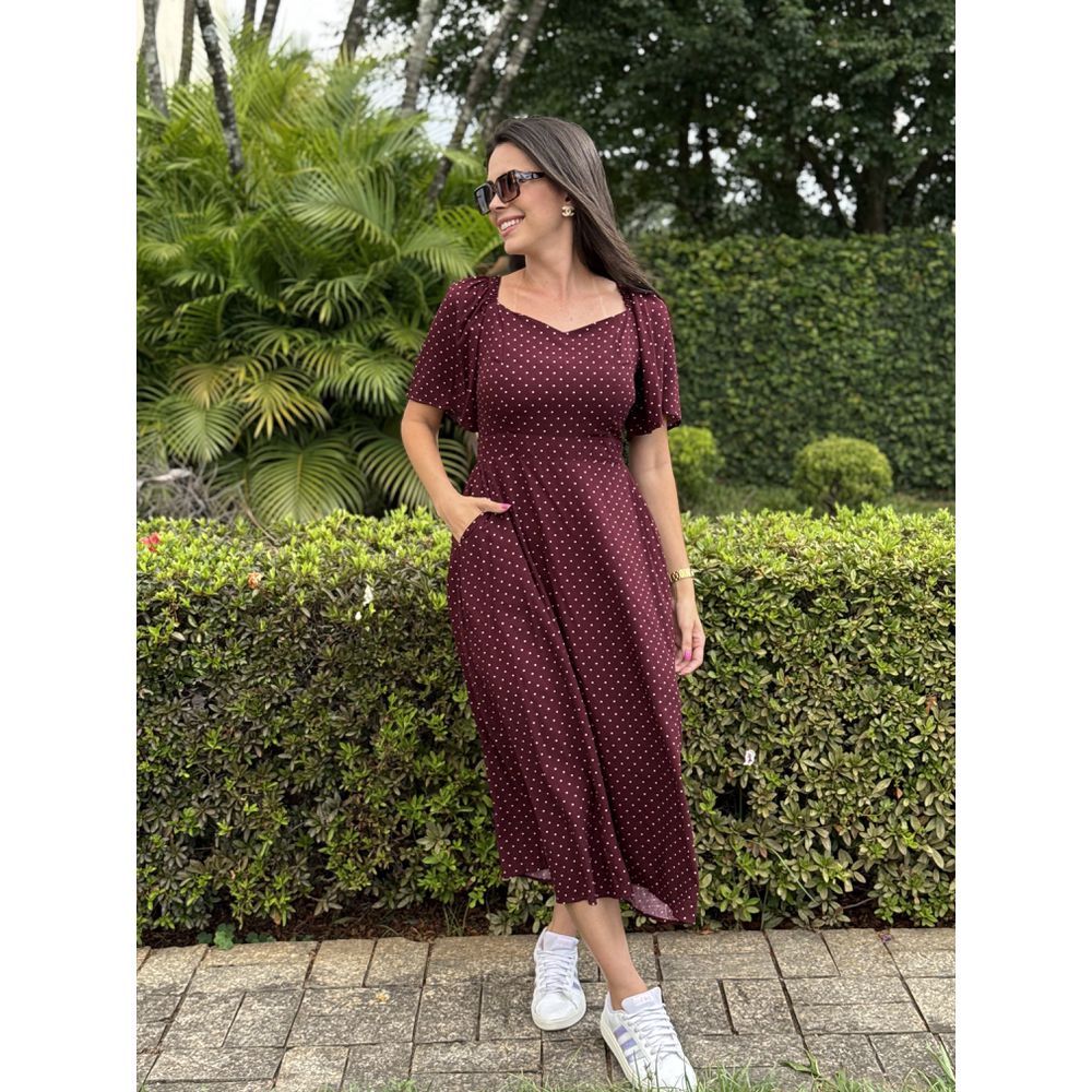 Vestido Maila Vinho Poá - Ihuly kaufmann