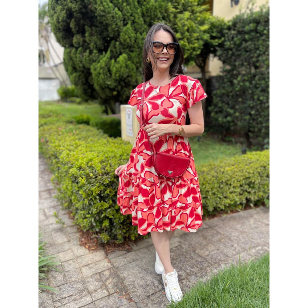 Vestido Aline Estampa Laranja Abstrato - Ihuly kaufmann