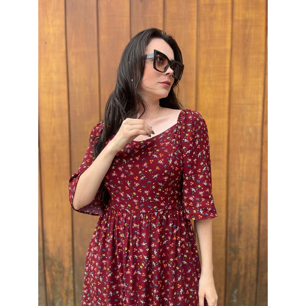 Vestido miriam Vinho Liberty - Ihuly kaufmann