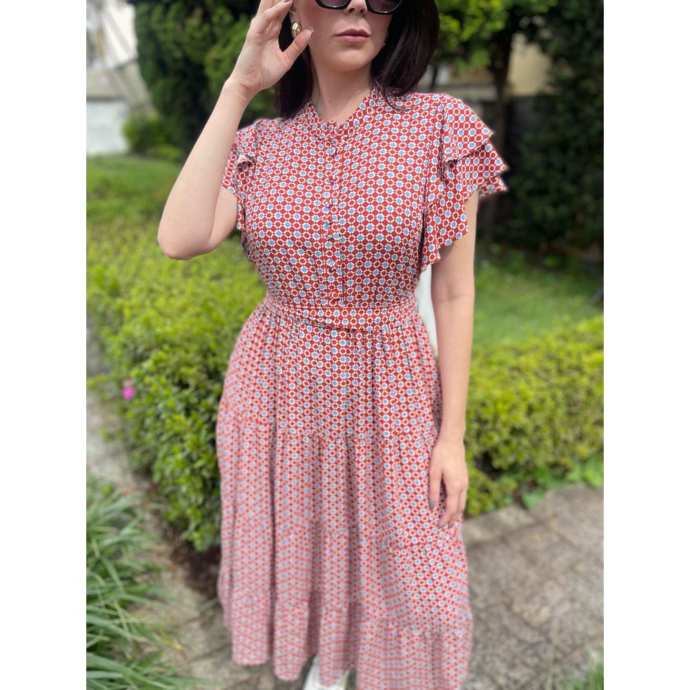 Vestido Lauani Vermelho Estampado - Ihuly kaufmann