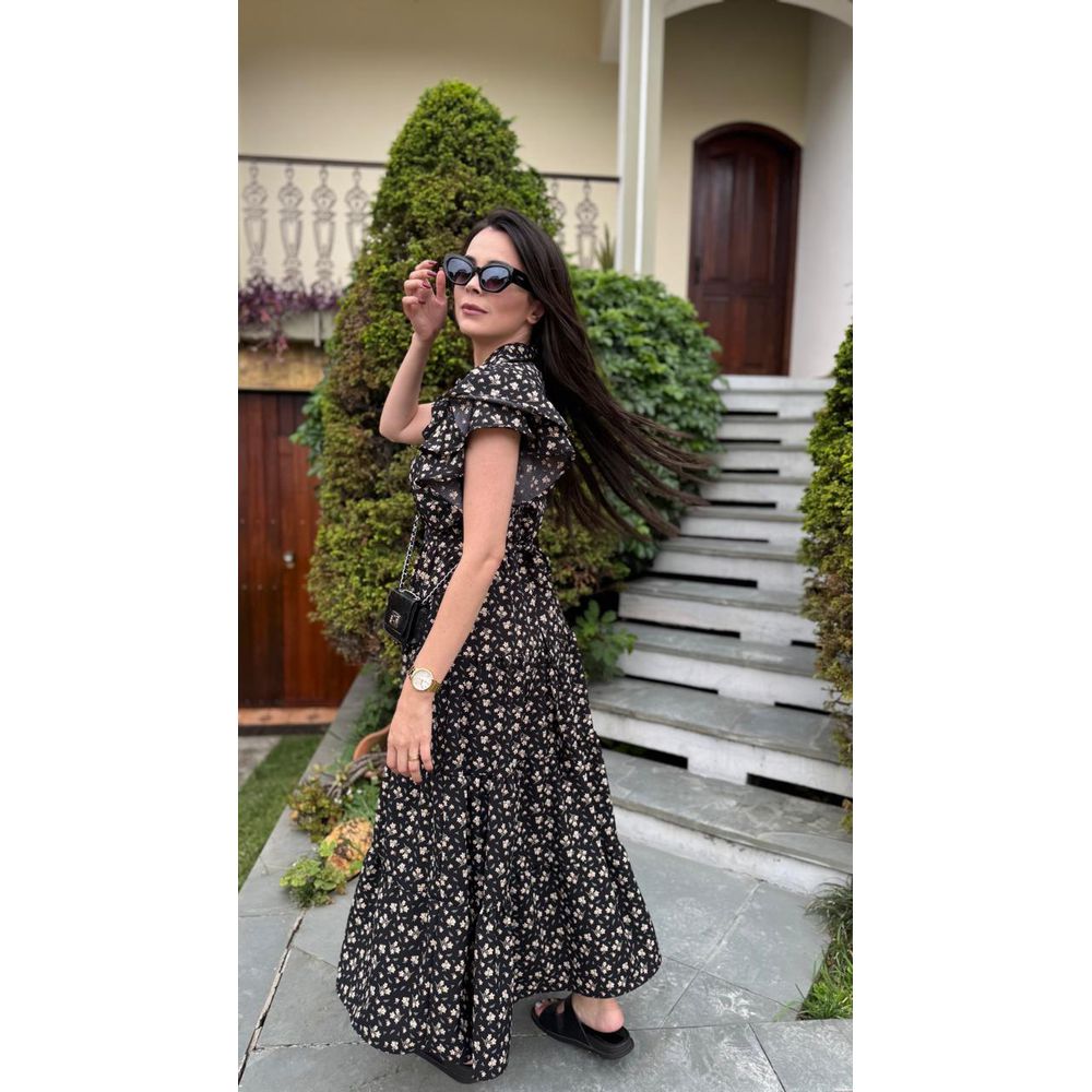 Vestido Catarina Liberty Preto - Ihuly kaufmann