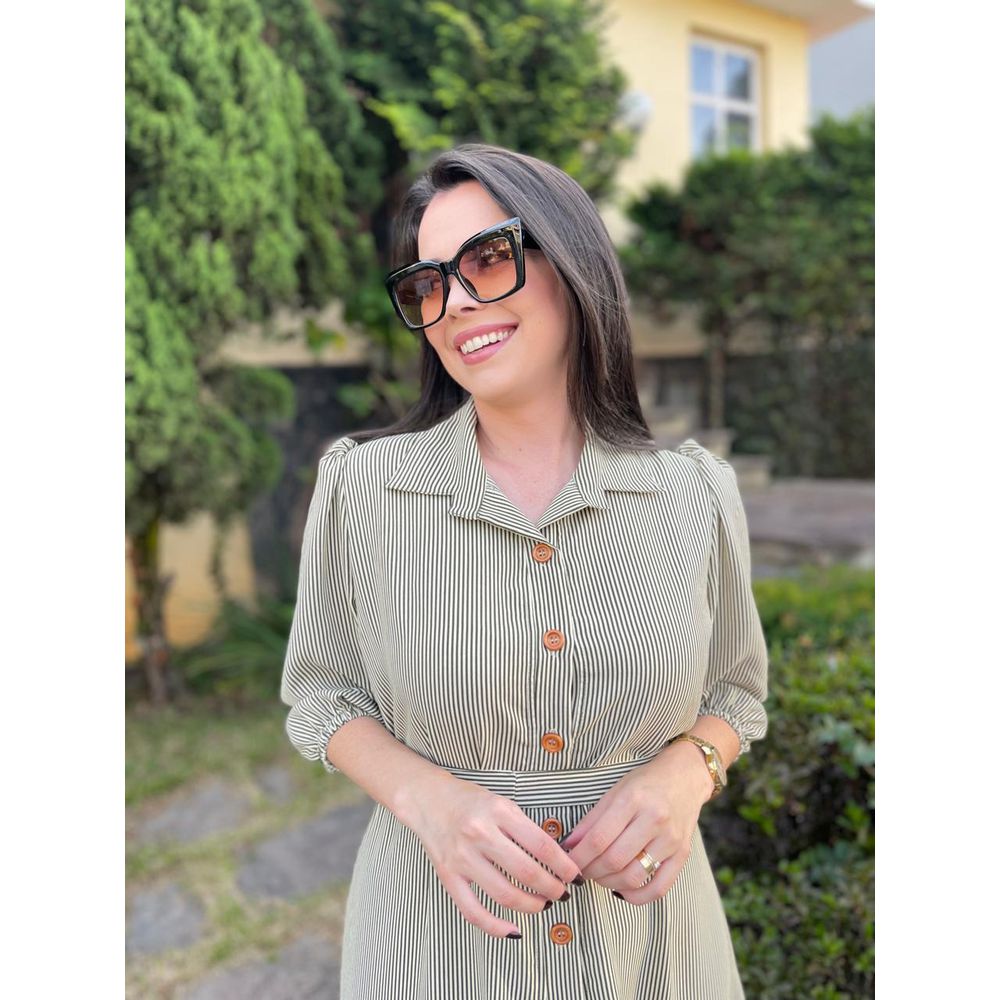 Chemise Romana Verde Listrado - Ihuly kaufmann