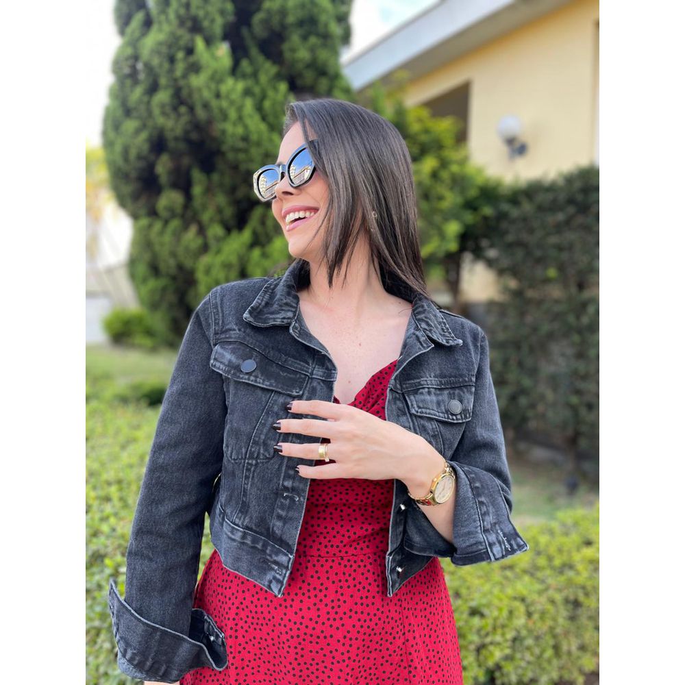 Jaqueta Sofia Preta Lavada - Ihuly kaufmann