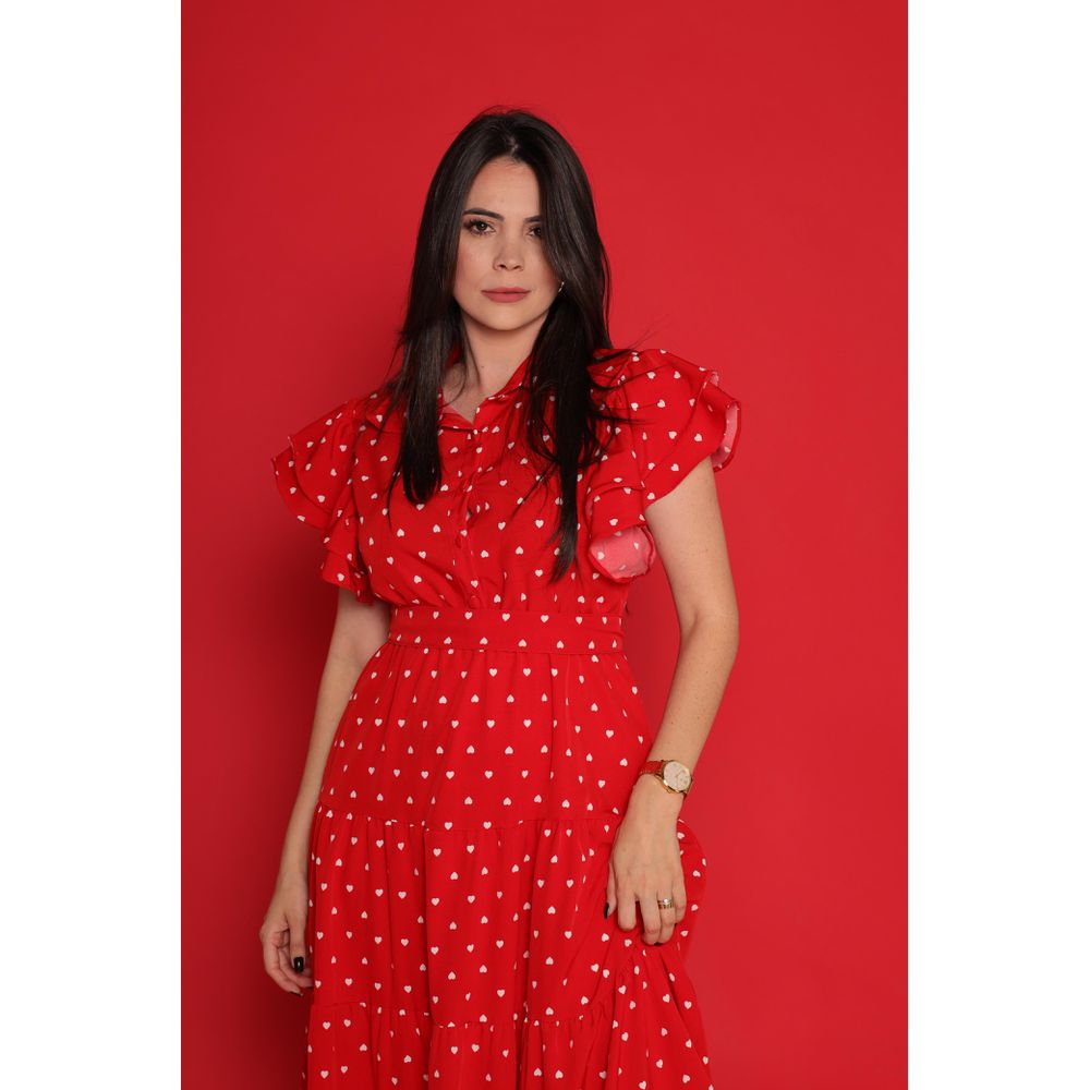 Vestido Catarina Vermelho Coração Plus - Ihuly kaufmann