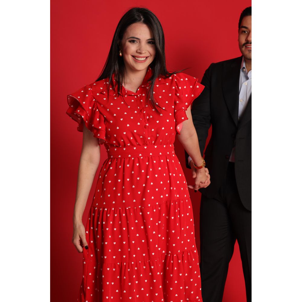 Vestido Catarina Vermelho Coração - Ihuly kaufmann