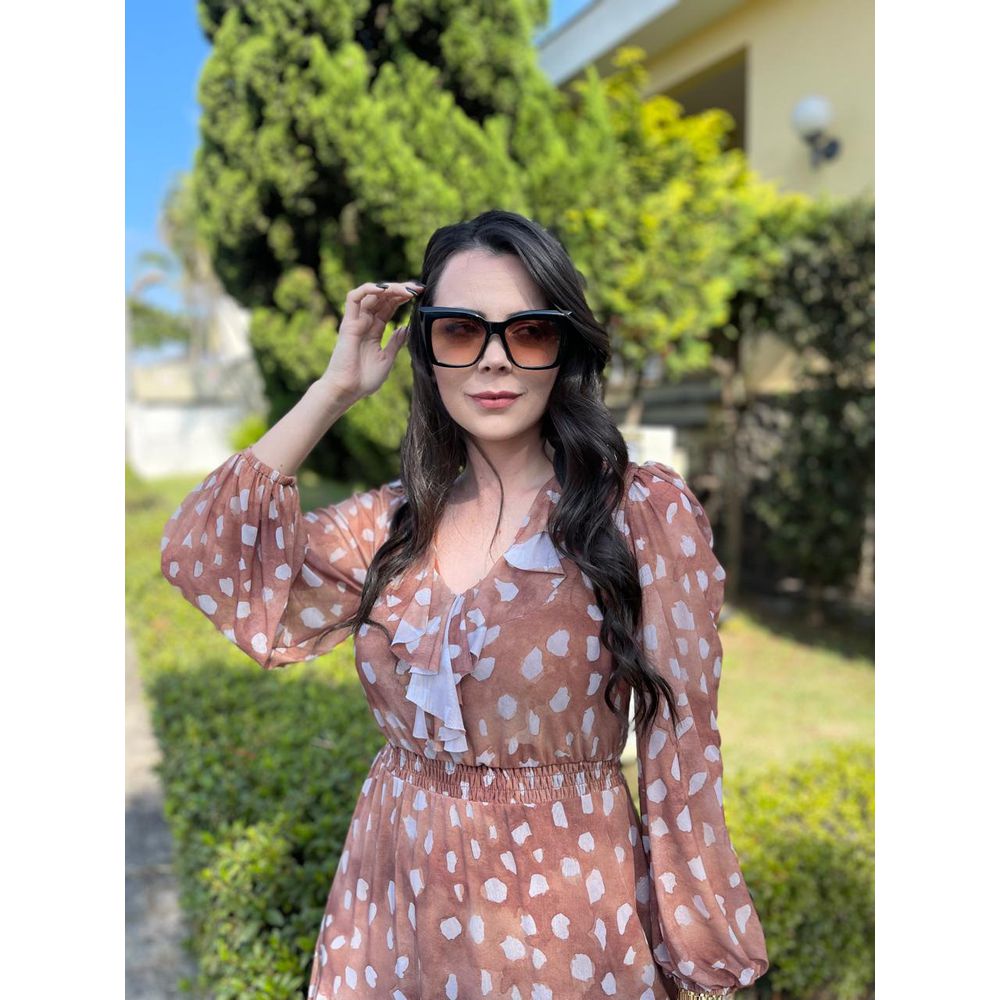 Vestido Emili Bege Estampado - Ihuly kaufmann