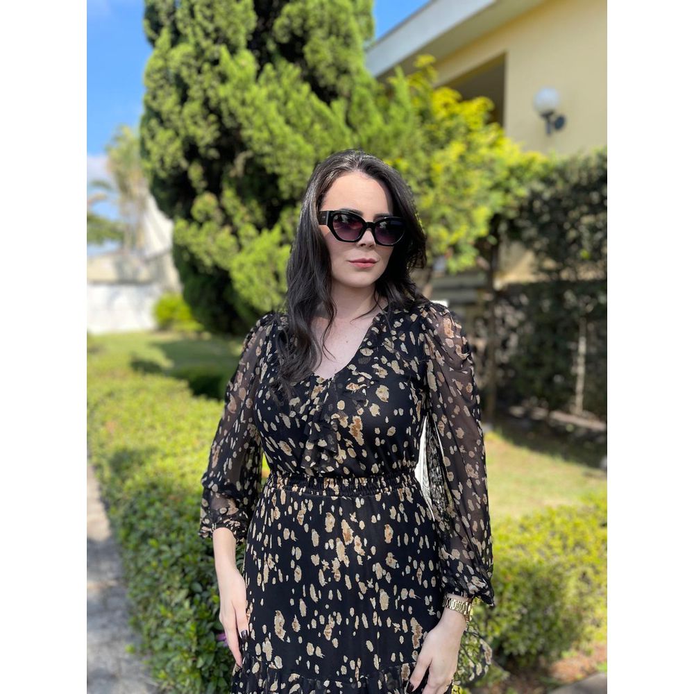 Vestido Emili Preto Estampado - Ihuly kaufmann
