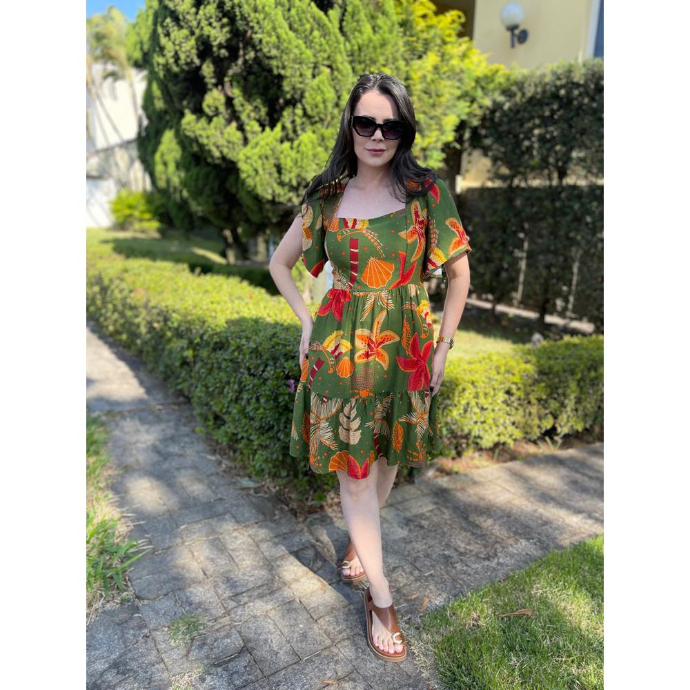 Vestido Clarice Verde Mix Estampas - Ihuly kaufmann