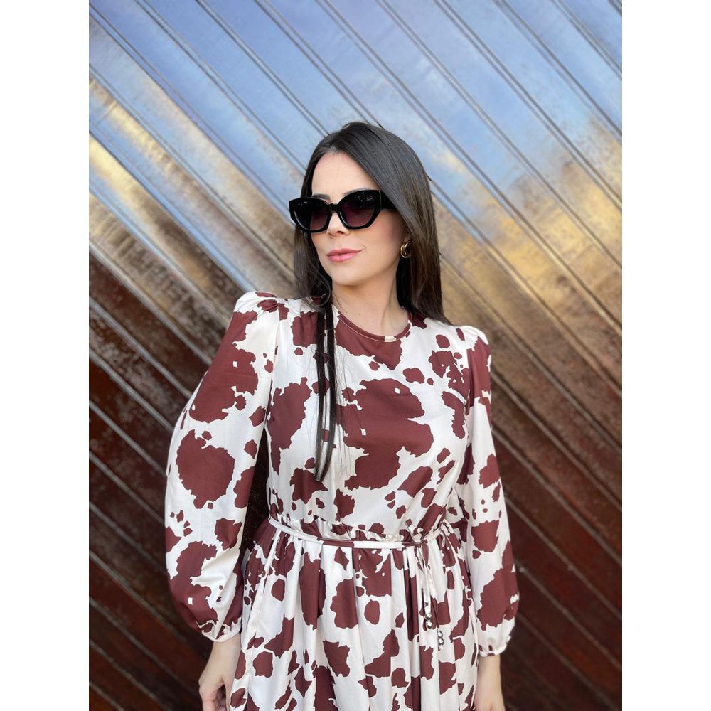Vestido Mariah Animal Print Marrom - Ihuly kaufmann