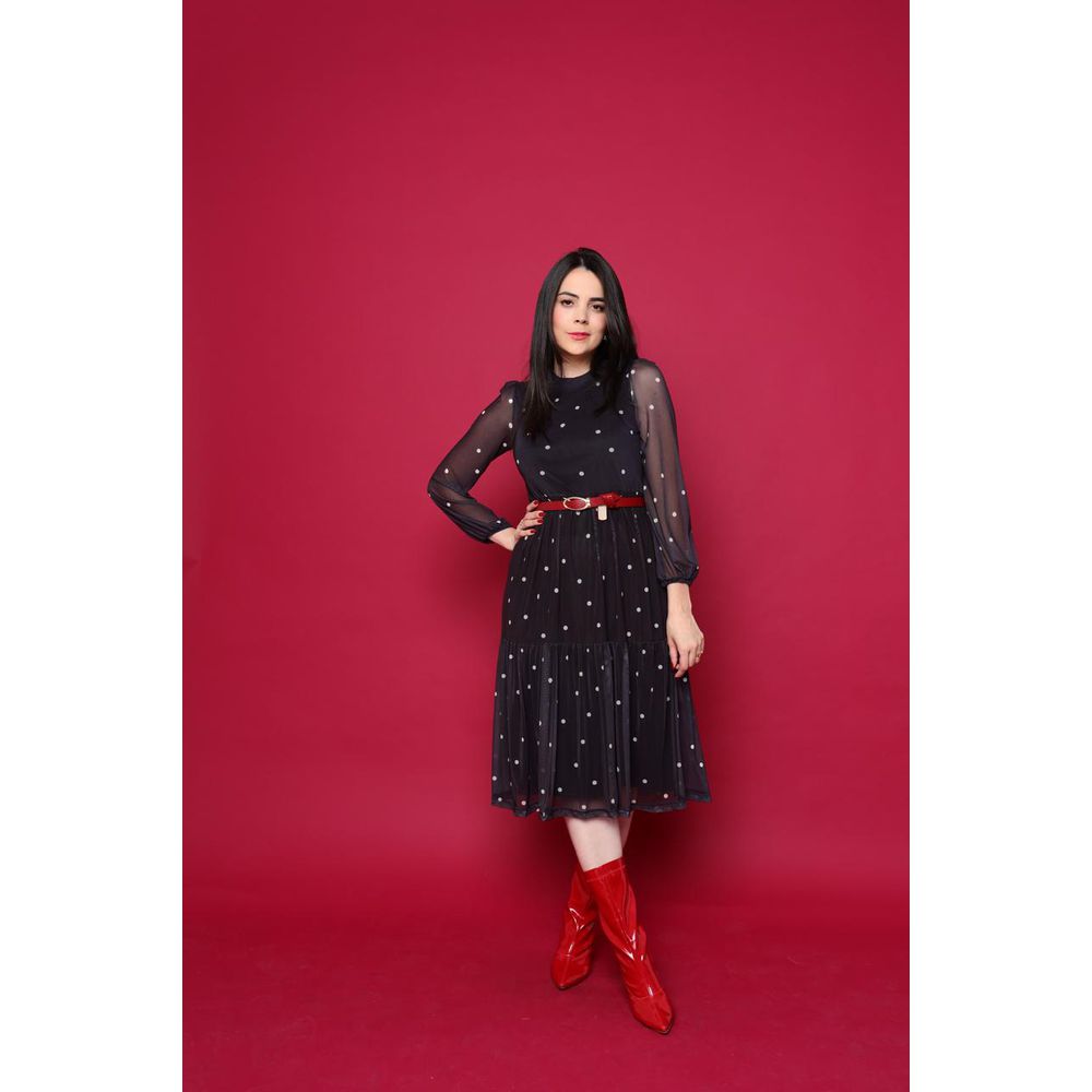 Vestido Heloisa Preto Poá - Ihuly kaufmann